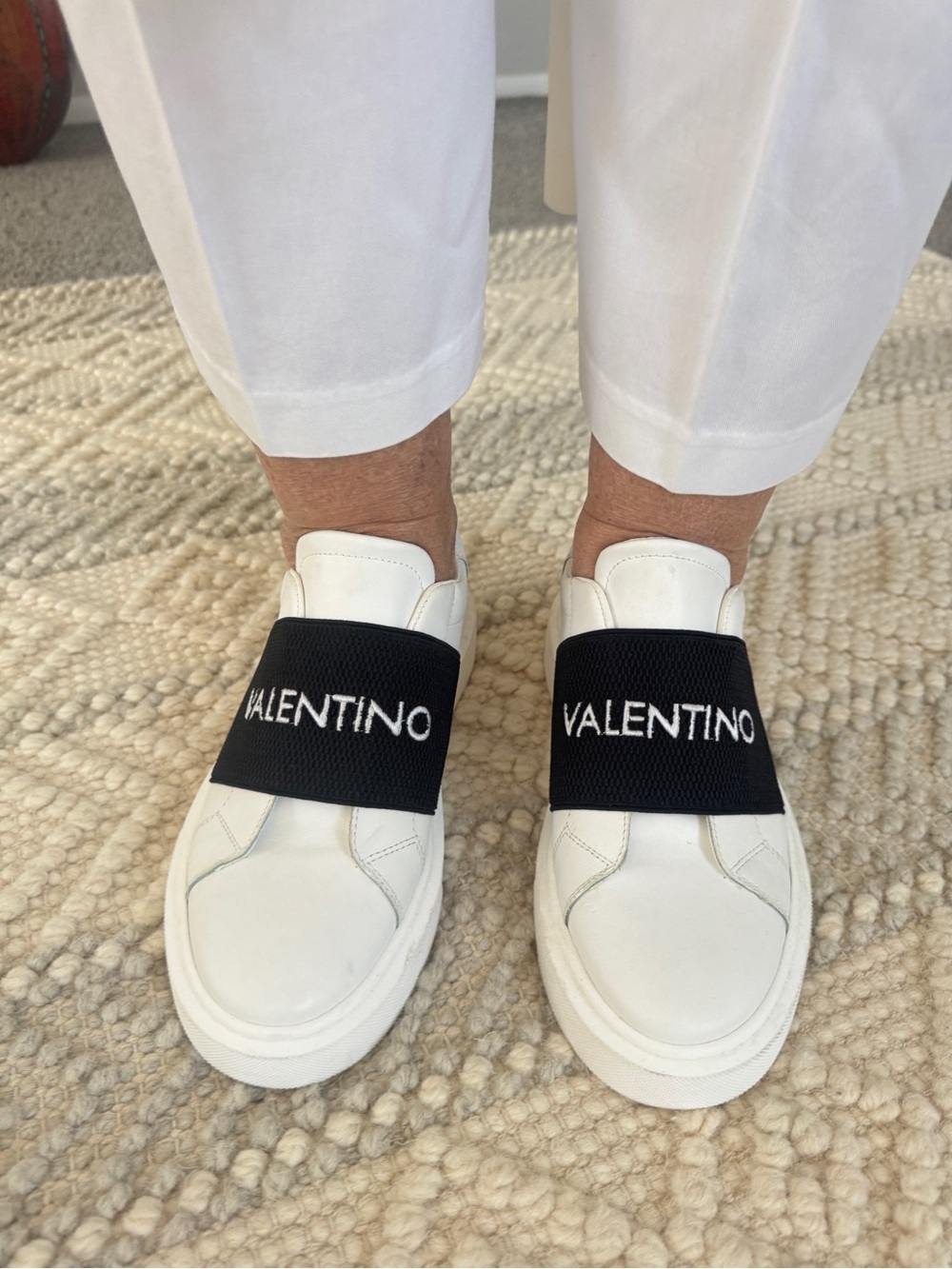 Valentino unisex by Mario Valentino  white leather sneakers